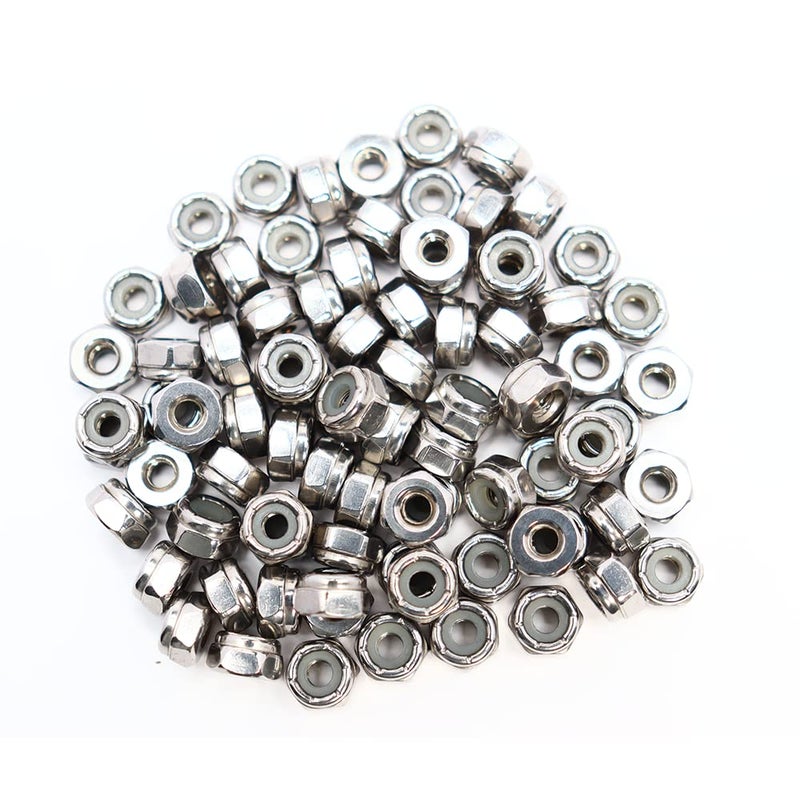 STORMCUBE #8-32 Nylon Insert Hex Lock Nuts 100 Pack 304 Stainless Steel Self-Locking Nylon Lock Nuts Plain Finish for Industrial Construction Fasteners - Image 1